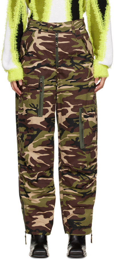 Andersson Bell Padded Camouflage-print Cotton-ripstop Straight-leg Cargo Pants In Brown
