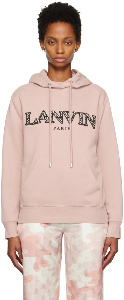 Lanvin Logo Embroidered Hoodie In Pale Rose