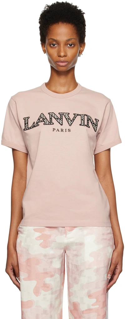 Lanvin Logo Embroidered T-shirt In Pink