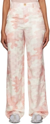 Lanvin Camouflage-print Silk-blend Jacquard Wide-leg Pants In 51 Pale Pink