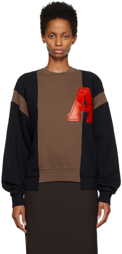 Ambush Collegiate-print Patchwork Sweatshirt In Nero