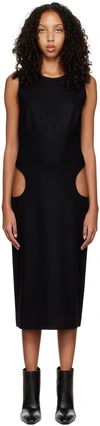Puppets And Puppets Column Cutout Wool Blend Midi Dress In Black