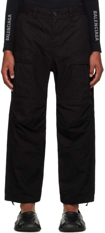 Balenciaga Black Paneled Cargo Pants In 1000 Black