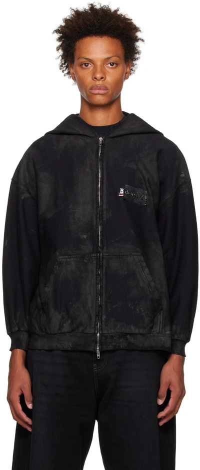 Balenciaga Man Black Gaffer Small Fit Hoodie With Zip In