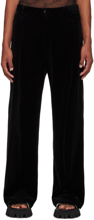 Balenciaga Velvet Straight-leg Trousers In Black