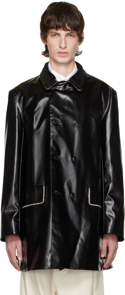 Maison Margiela Coated Double-breasted Coat In Black