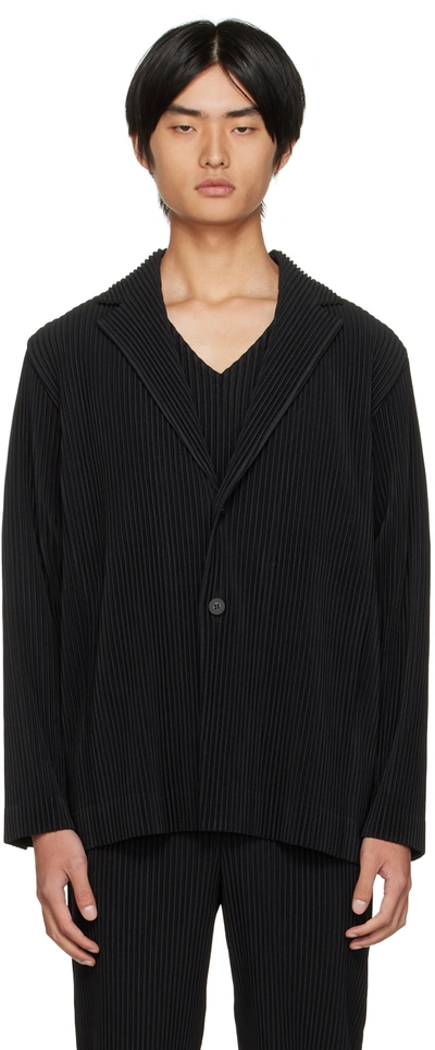 Issey Miyake Pleated Relaxed-fit Knitted Jacket In 15-black