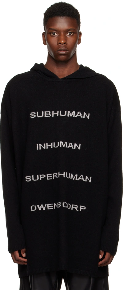 Rick Owens Tommy Black Hooded Cashmere-blend Sweatshirt