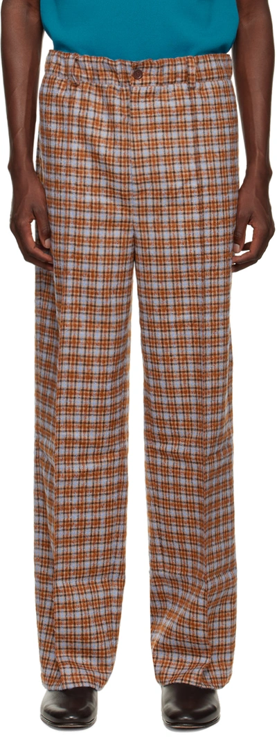 Wales Bonner Harmonic Wide-leg Checked Virgin Wool And Mohair-blend Tweed Trousers In Brown