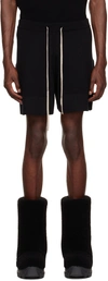 Rick Owens Black Drawstring Shorts In 09 Black