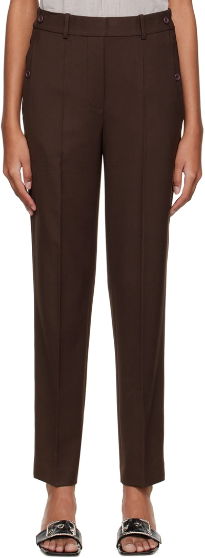 Helmut Lang Brown Tapered Trousers In Fig