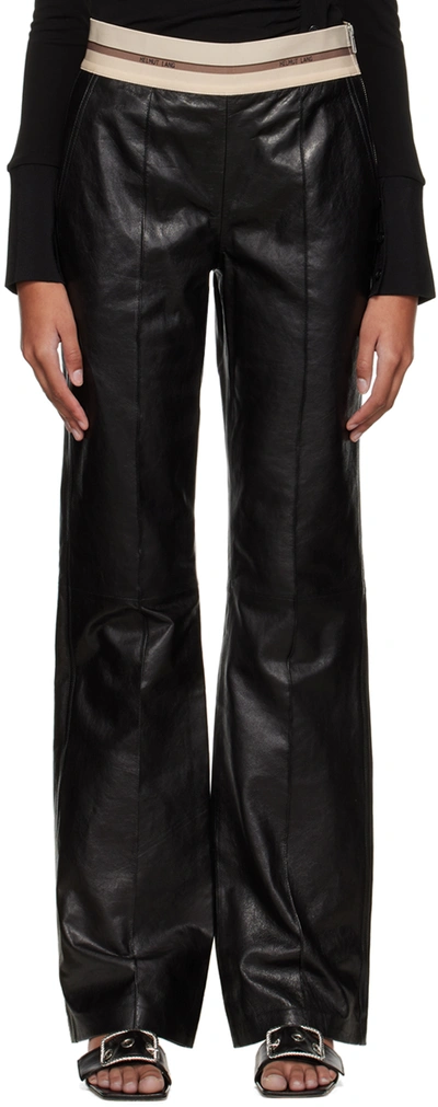 Helmut Lang Logo Band Pull-on Leather Pants In Black