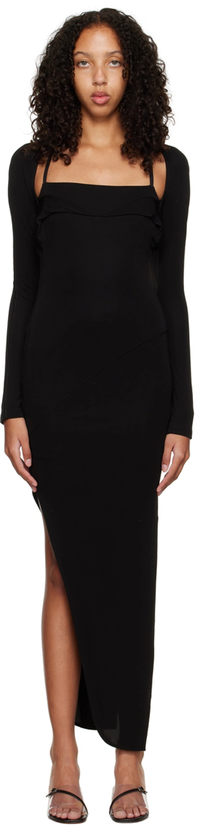 Helmut Lang Black Cutout Midi Dress