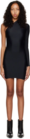 Balenciaga Black Single-shoulder Minidress In 1000 Black