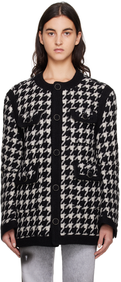 Ader Error Houndstooth-pattern Tweed Jacket In Black