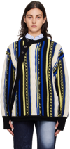 ADER ERROR BLUE & YELLOW BUTTONED SWEATER