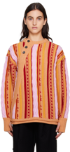 Ader Error Orange Buttoned Sweater In Orange