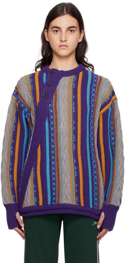 Ader Error Purple & Orange Buttoned Sweater