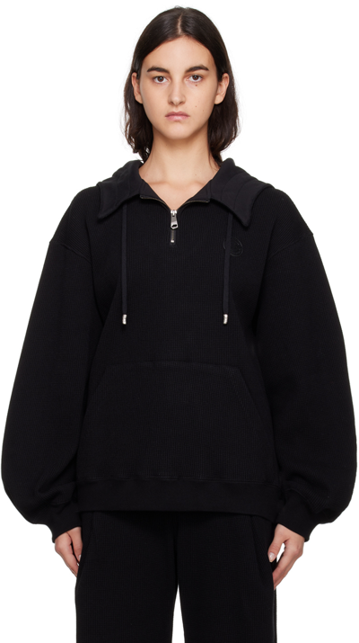 Ader Error Half-zip Drawstring Hoodie In Black