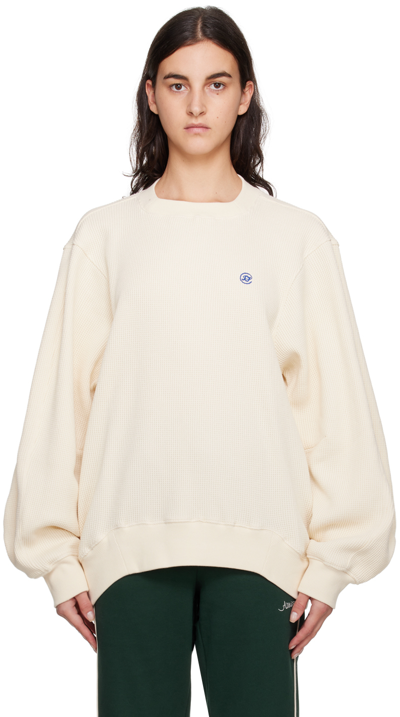 Ader Error Embroidered-logo Crew-neck Sweatshirt In Neutrals