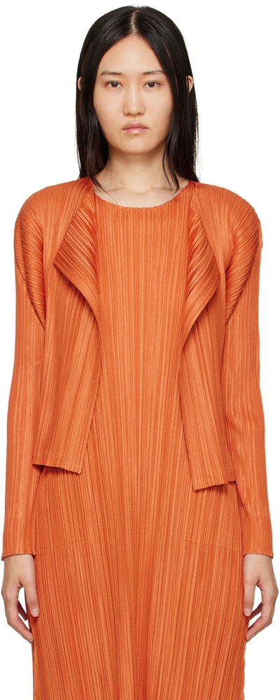 Issey Miyake Pleated Bouquet Colors Cardigan In Yellow & Orange