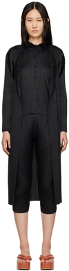 Issey Miyake Pleats Please Black Cardigan In 15 Black