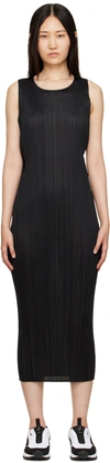 Issey Miyake Sleeveless Technical-pleated Midi Dress In 15 Black