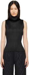 Issey Miyake Plisse Sleeveless Top In 15 Black