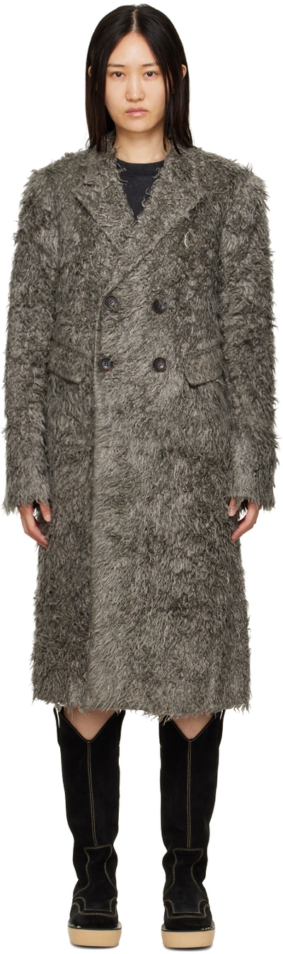 Andersson Bell Grey Naomi Fur Long Coat In Grey