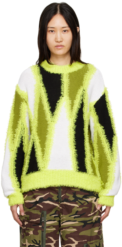 Andersson Bell Black & Green Reims Sweater In Black/neon