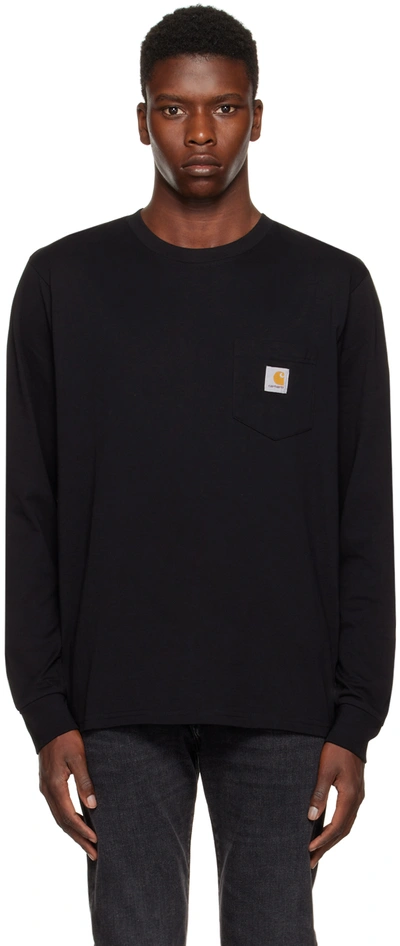 Carhartt Black Patch Long Sleeve T-shirt In Navy