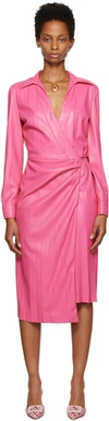 Msgm Pink Faux-leather Midi Dress In 14 Fucsia