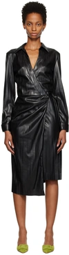 Msgm Black Faux-leather Midi Dress In 99 Black