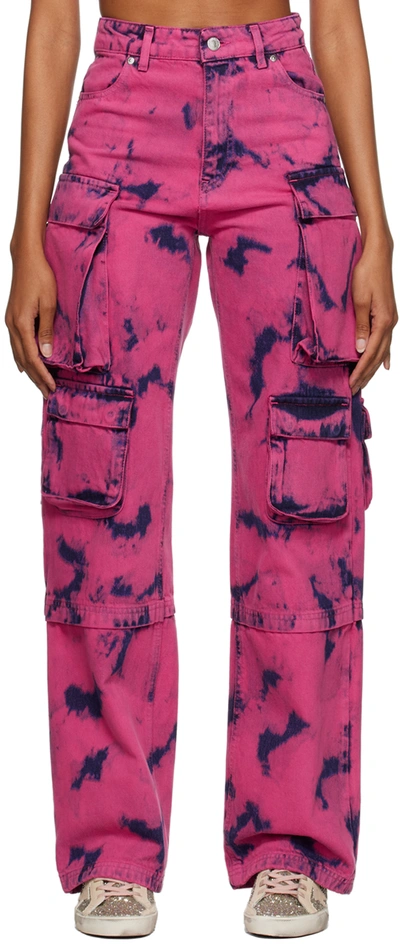 Msgm Fuchsia Multi-pocket Cotton Cargo Trousers