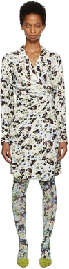 Ganni Off-white Floral Midi Dress In 364 Meadow Egret
