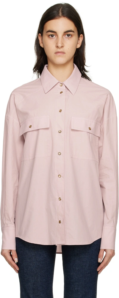 Khaite Bea Washed Cotton Poplin Snap-up Shirt In Pink