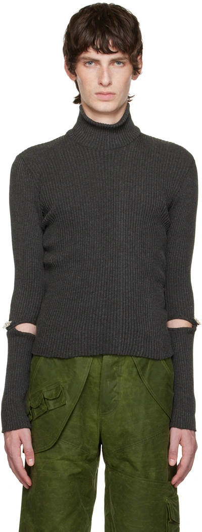 Solitude Studios Gray Detached Turtleneck In Dk Grey