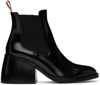 See By Chloé A202 High Heels Ankle Boots In Black Leather In 999 Black