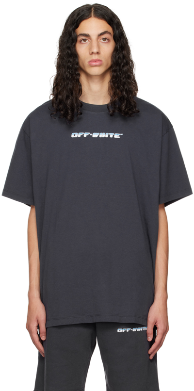 Off-white Between Arrow Oversized Cotton Graphic Tee In Blau