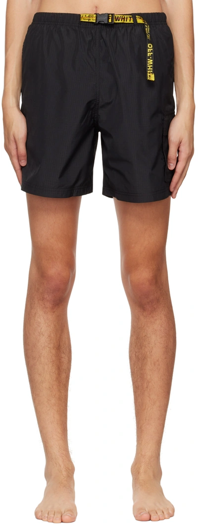 Off-white Classic Industrial Swimshorts Black Yellow In Black Blac