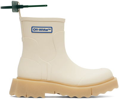 Off-white Beige Sponge Chelsea Boots In Bianco