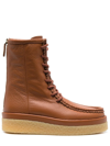 CHLOÉ BROWN LEATHER LACE-UP BOOTS
