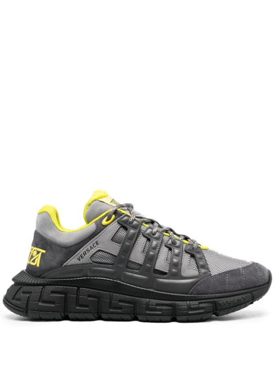 Versace La Greca Low-top Sneakers In Grey