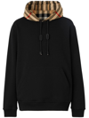 Burberry Samuel Sweatshirt With Check Hood In Black