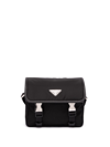 Prada Re-nylon And Saffiano Leather Shoulder Bag In Nero