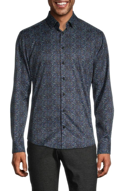 Soul Of London Performance Woven Floral Print Long Sleeve Dress Shirt In Multi