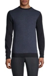 Soul Of London Crewneck Textured Sweater In Navy