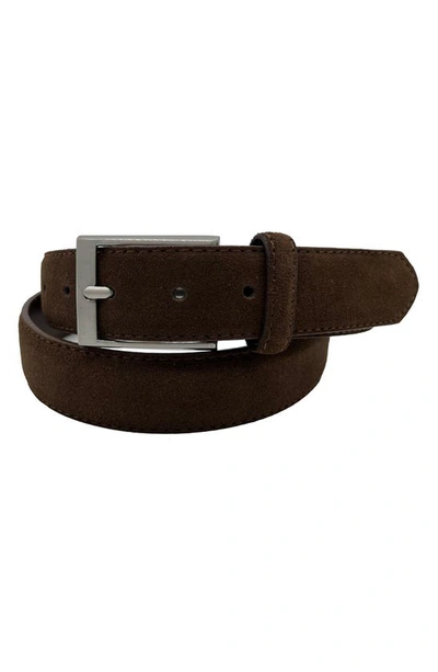 Px Remy Suede Leather 3.5 Cm Belt In Chocolate