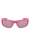 Nike 58mm Rectangle Sunglasses In Mt Laser Fchsa/ Gry W Lt Pnk