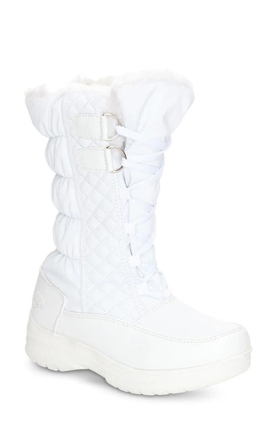 Totes Jami Faux Fur Waterproof Quilted Boot In White